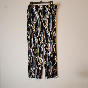 CHICOS Wide Leg Pants Multicolor Abstract Wave Print, size XL